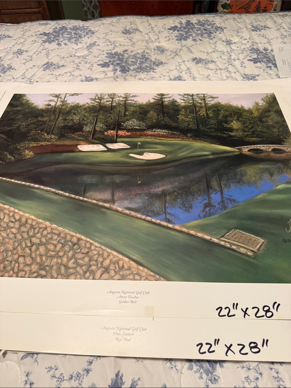 Framed Golf Course Print with Pond and Green